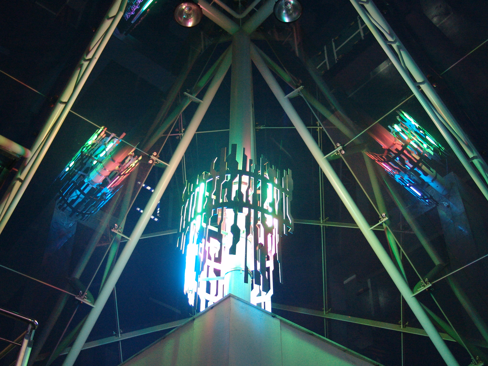 Installation view of Jaeeon Byun's Boundaries of Digital and Analog series on a column of the glass pyramid